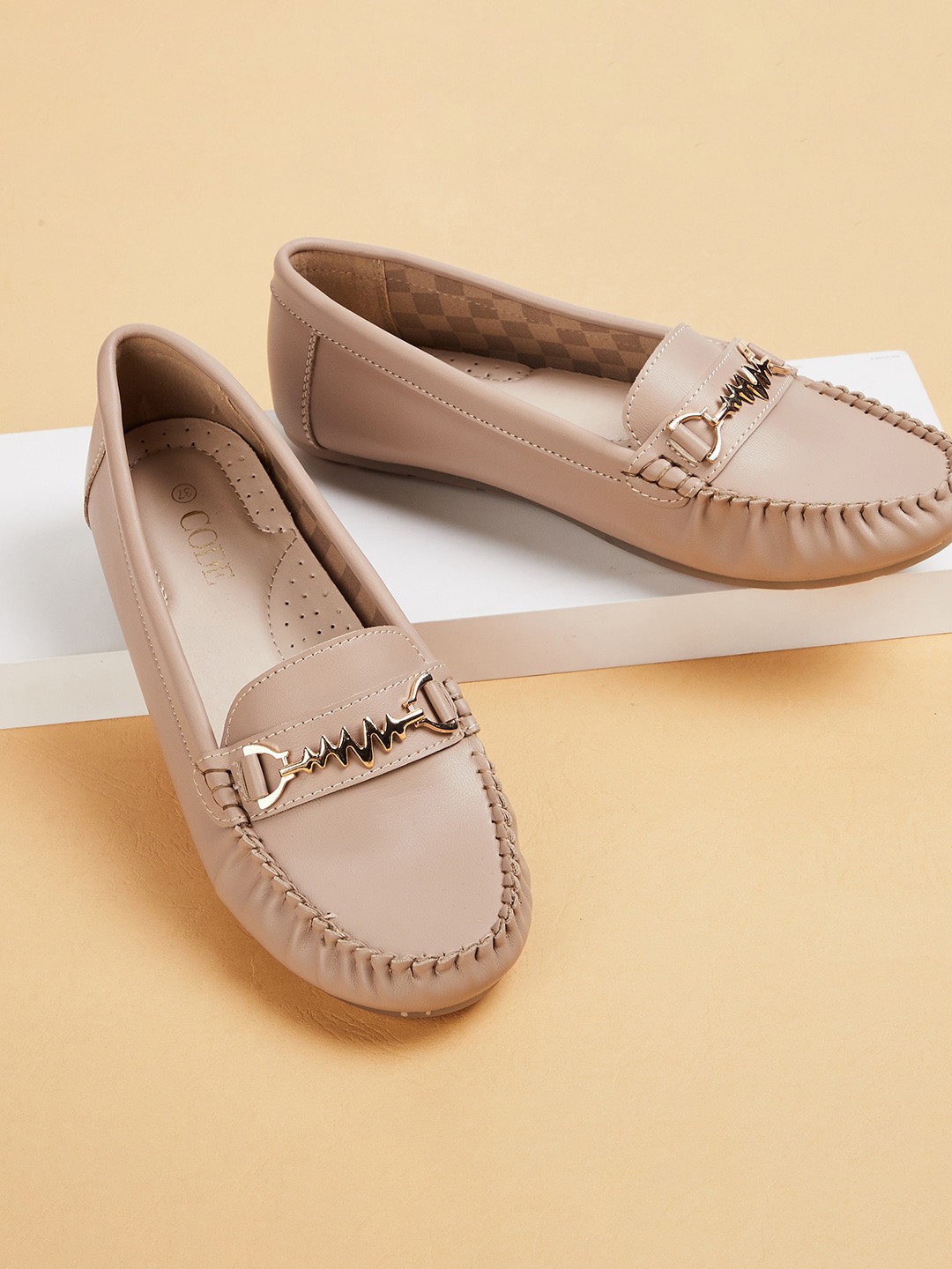 

CODE by Lifestyle Women Beige Horsebit Loafers