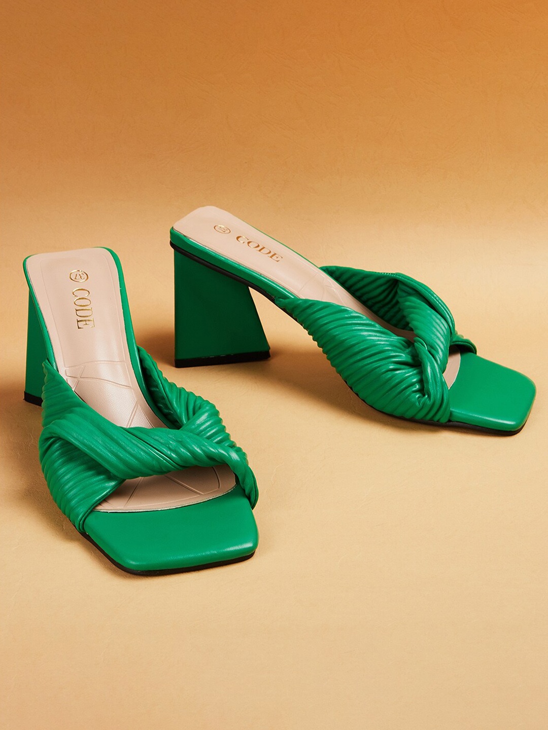 

CODE by Lifestyle Twisted Design Block Heels, Green