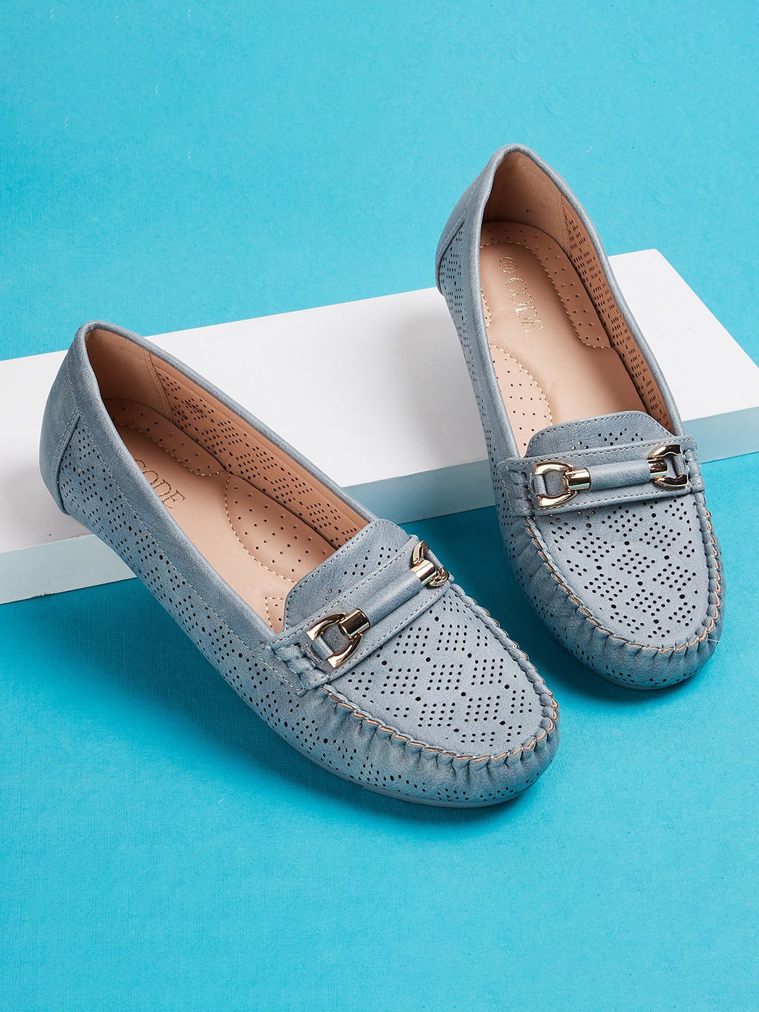 

CODE by Lifestyle Women Navy Blue Perforations Loafers