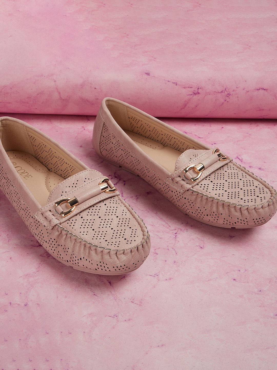 

CODE by Lifestyle Women Peach-Coloured Textured Loafers