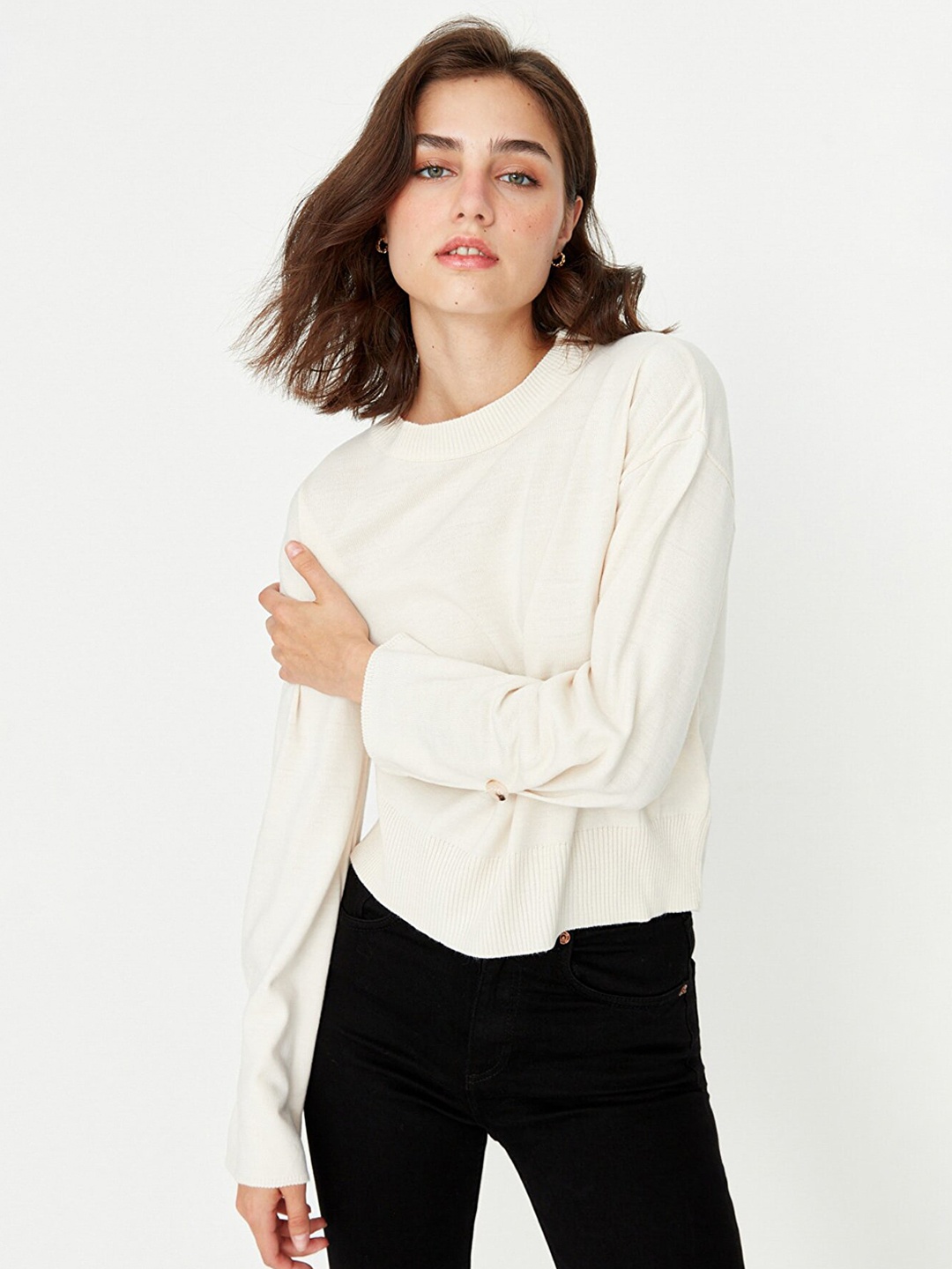 

Trendyol Women Off White Pullover