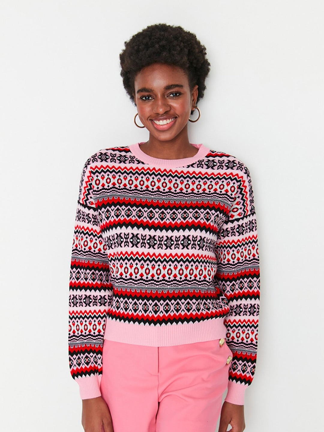 

Trendyol Women Pink Printed Pullover