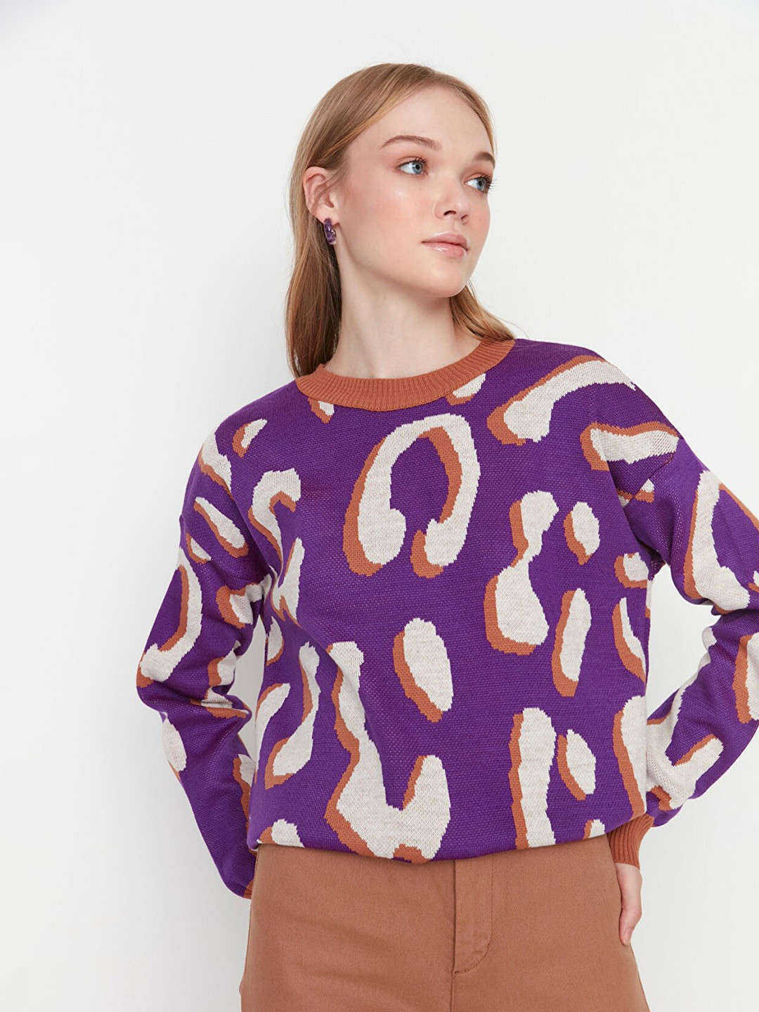

Trendyol Women Purple Printed Pullover