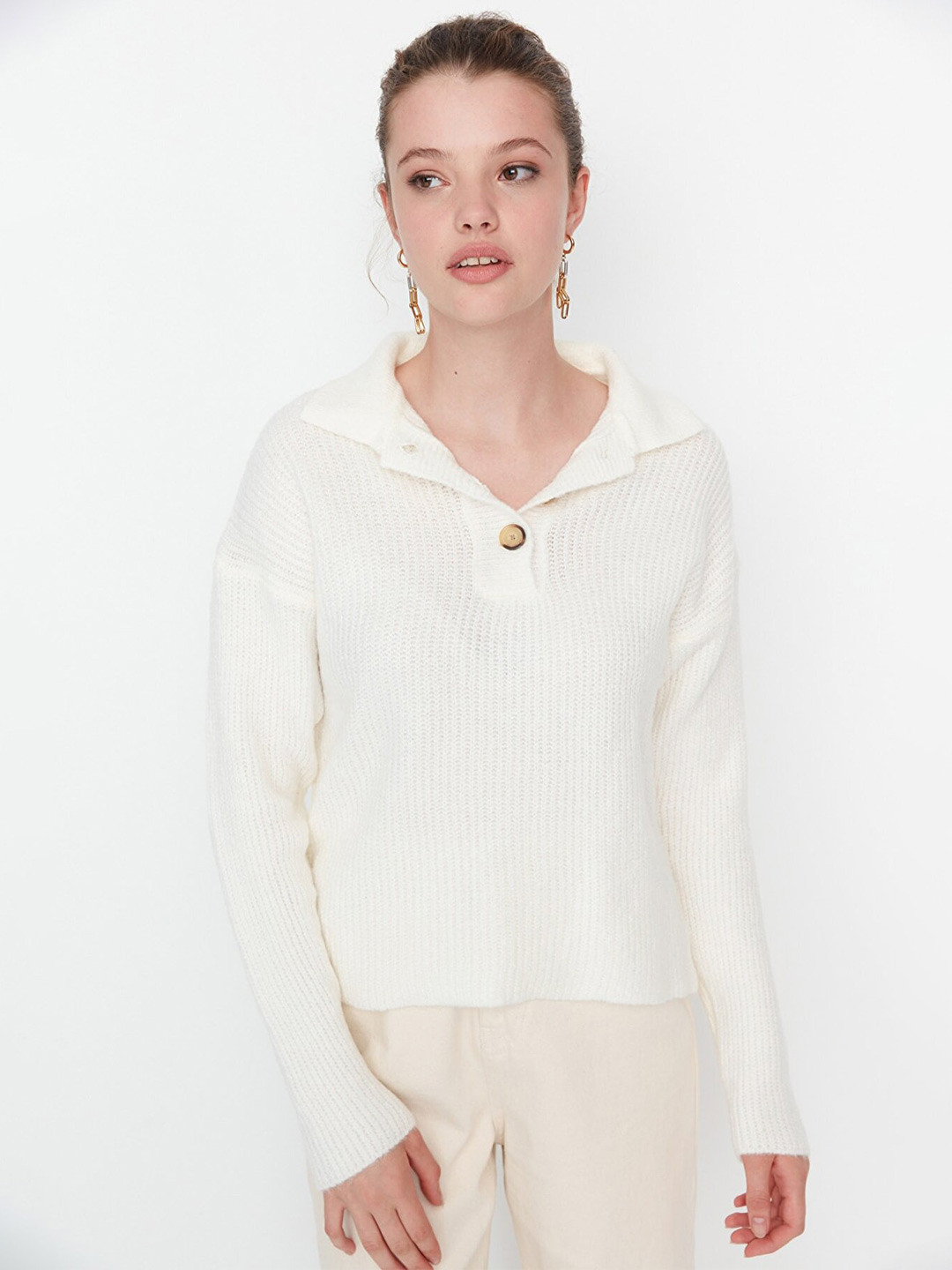 

Trendyol Women Off White Pullover