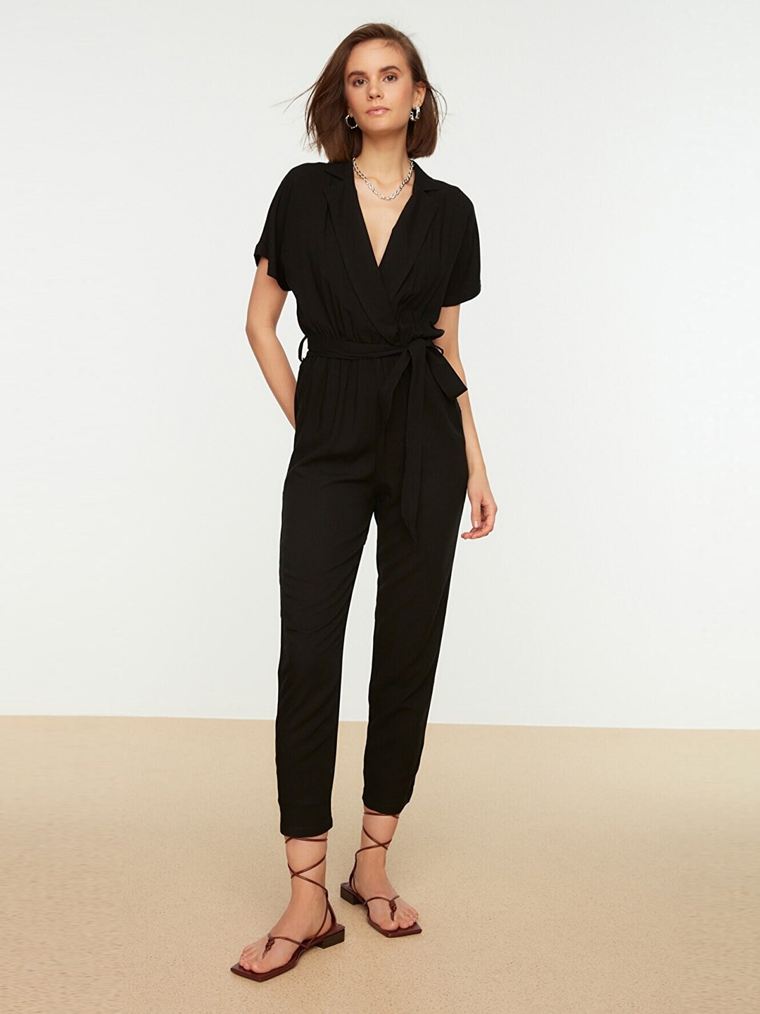 

Trendyol Women Black Solid Basic Jumpsuit