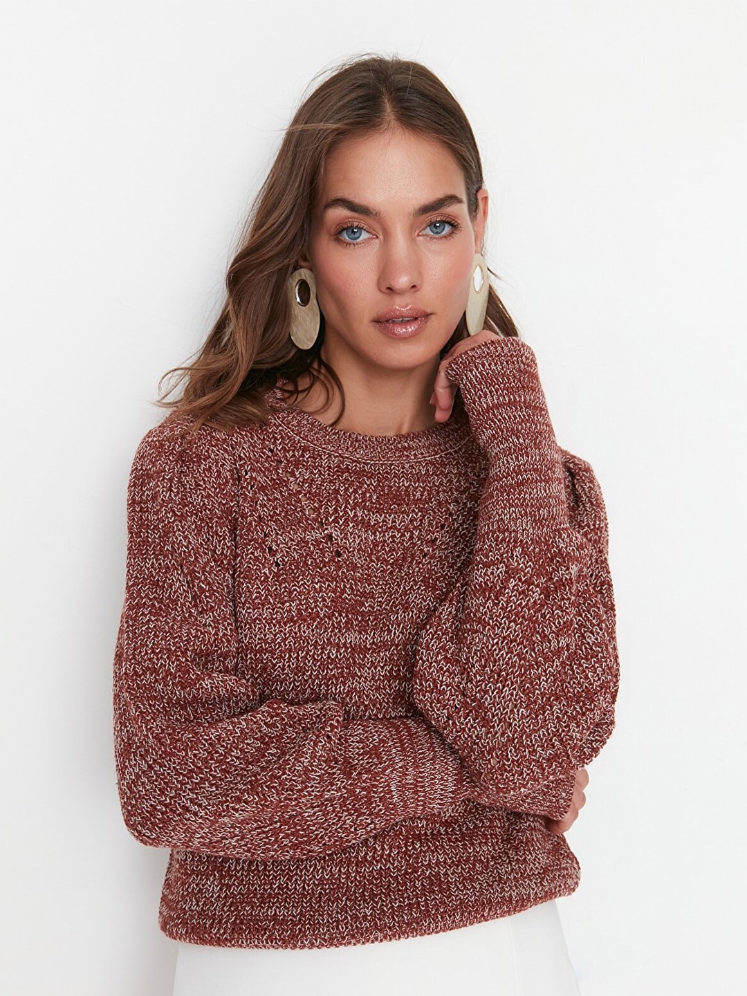 

Trendyol Women Maroon Ribbed Pullover