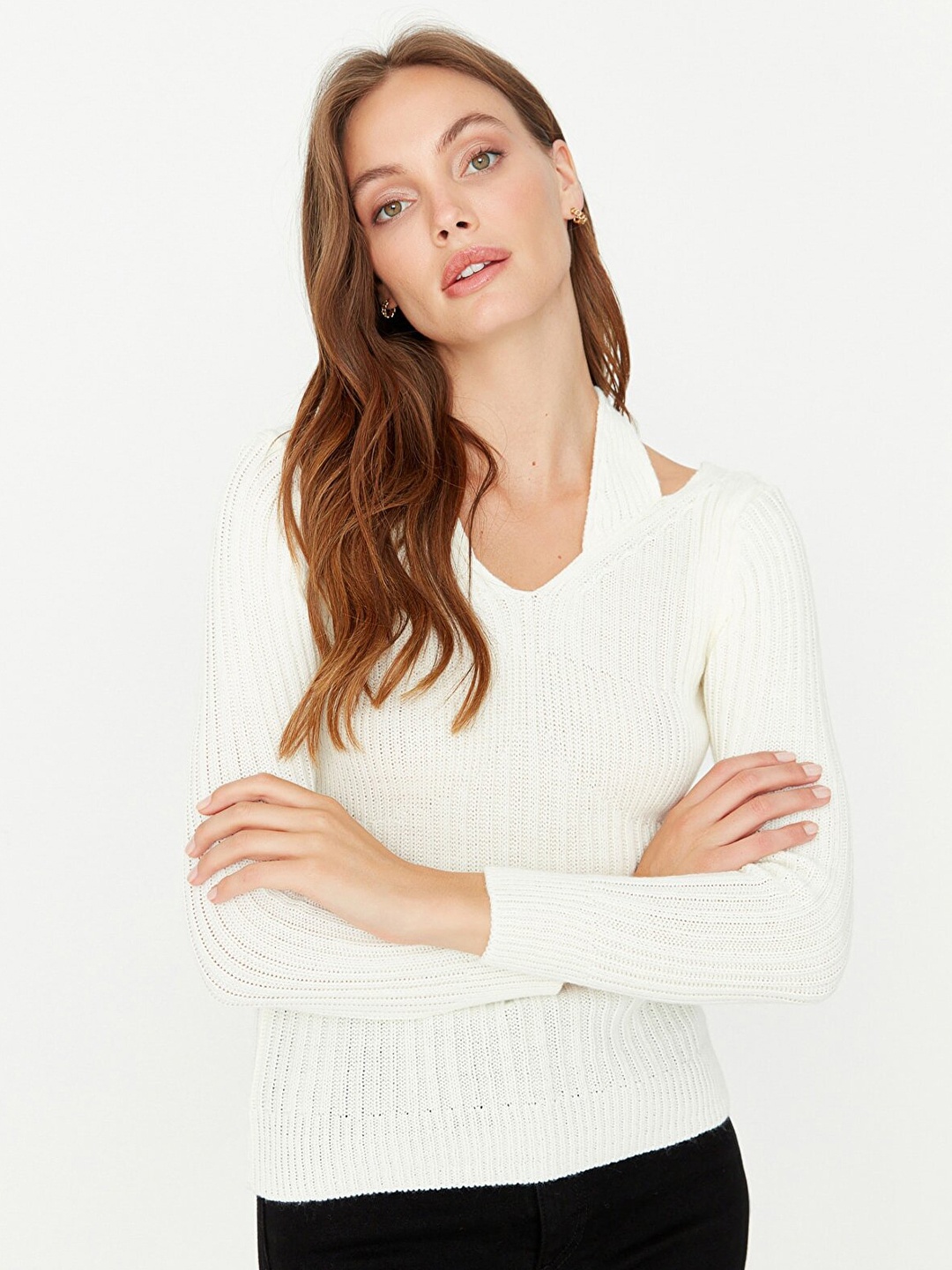 

Trendyol Women Off White Pullover