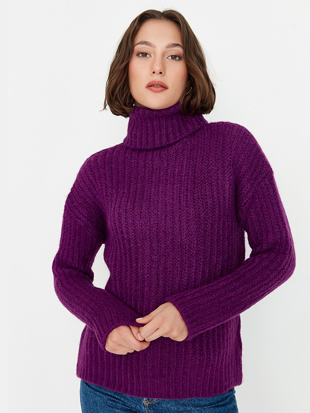 

Trendyol Women Purple Acrylic Pullover Sweater