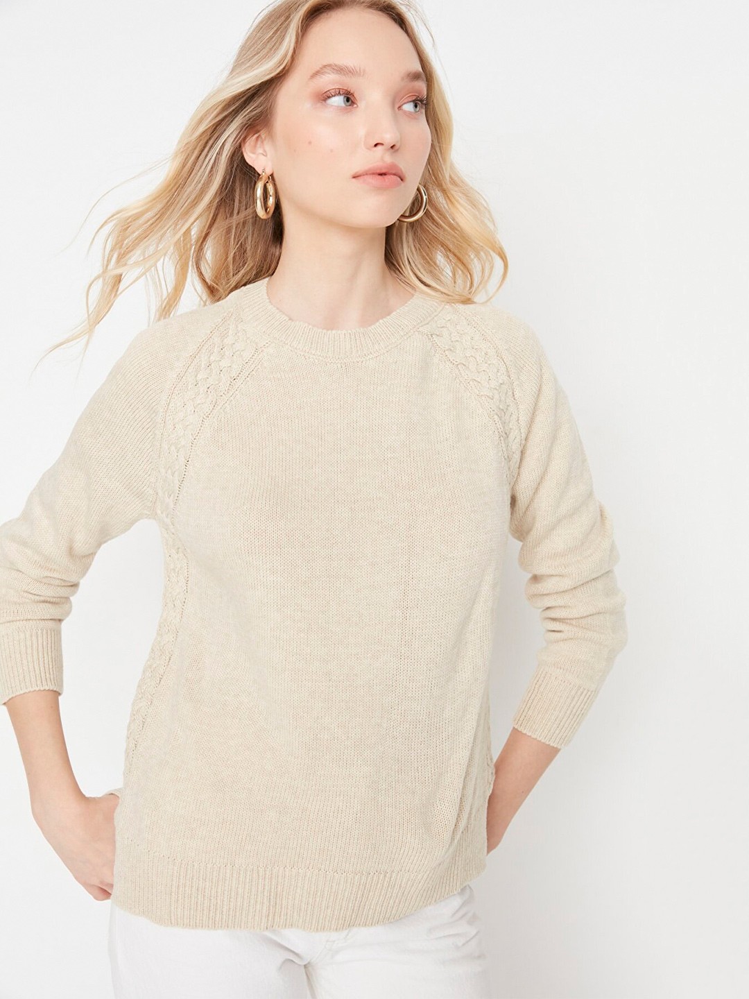 

Trendyol Women Cream-Coloured Pullover Sweater