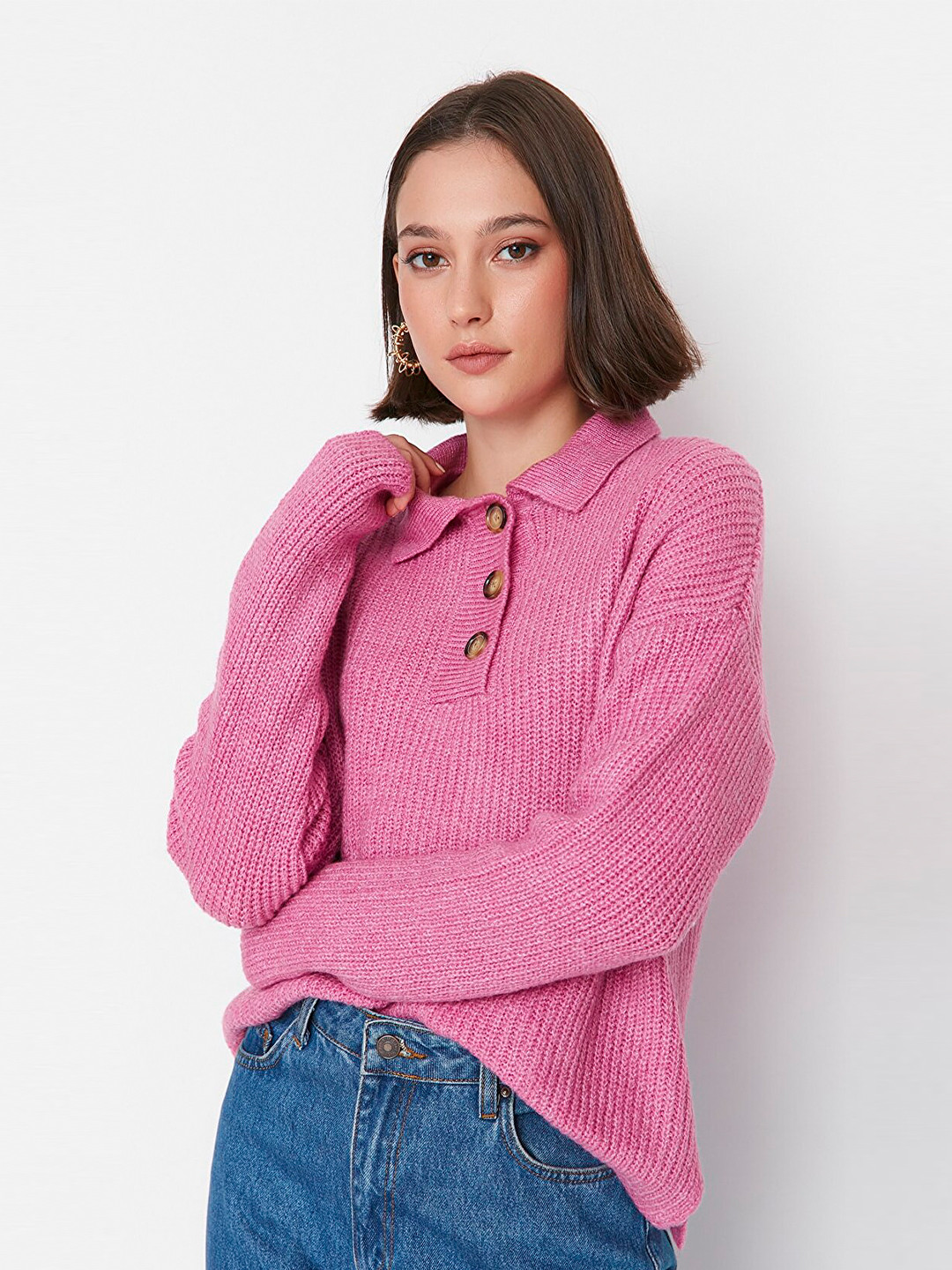 

Trendyol Women Pink Solid Pullover Acrylic Sweater