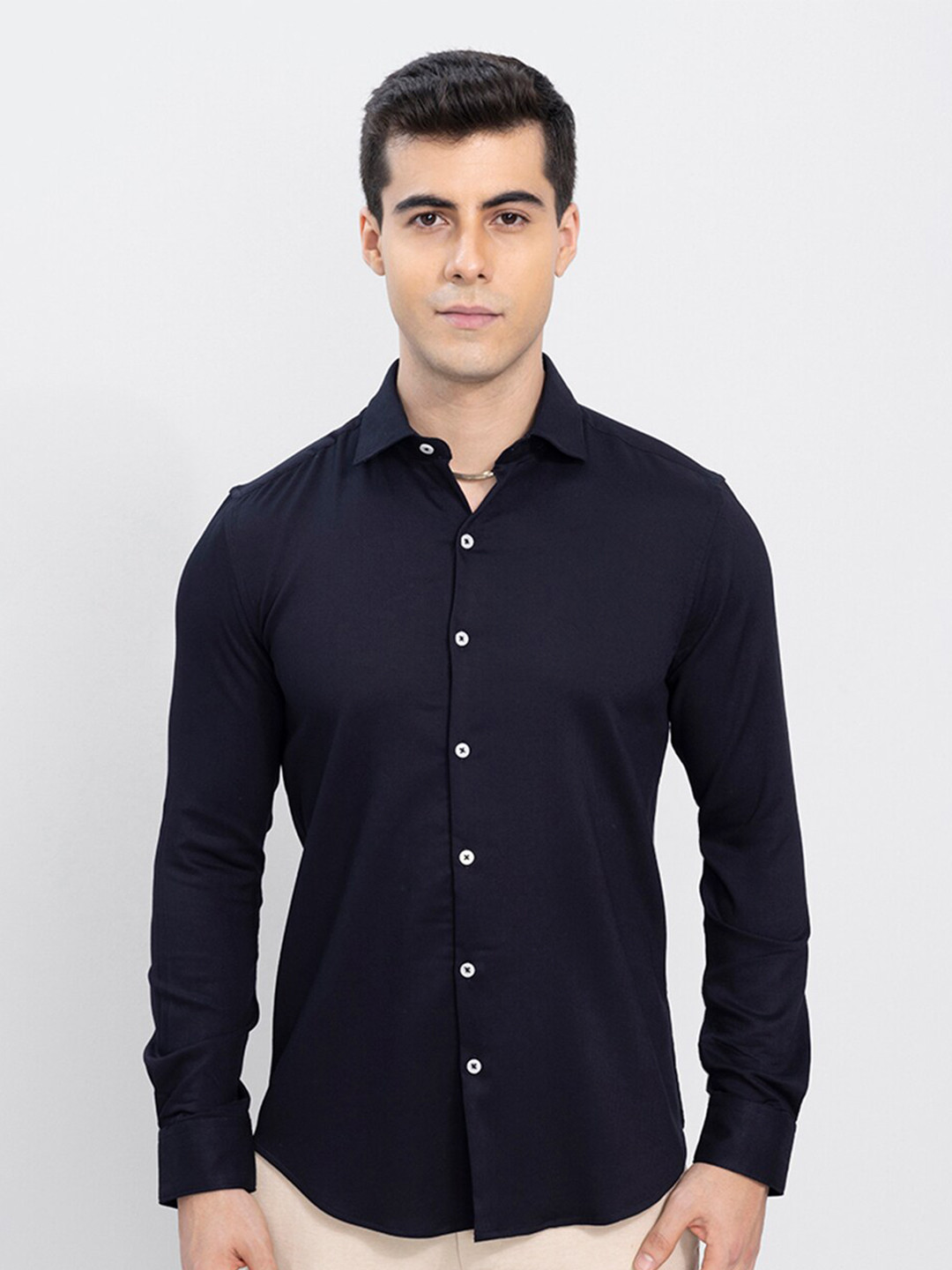 

Snitch Men Black Slim Fit Casual Shirt