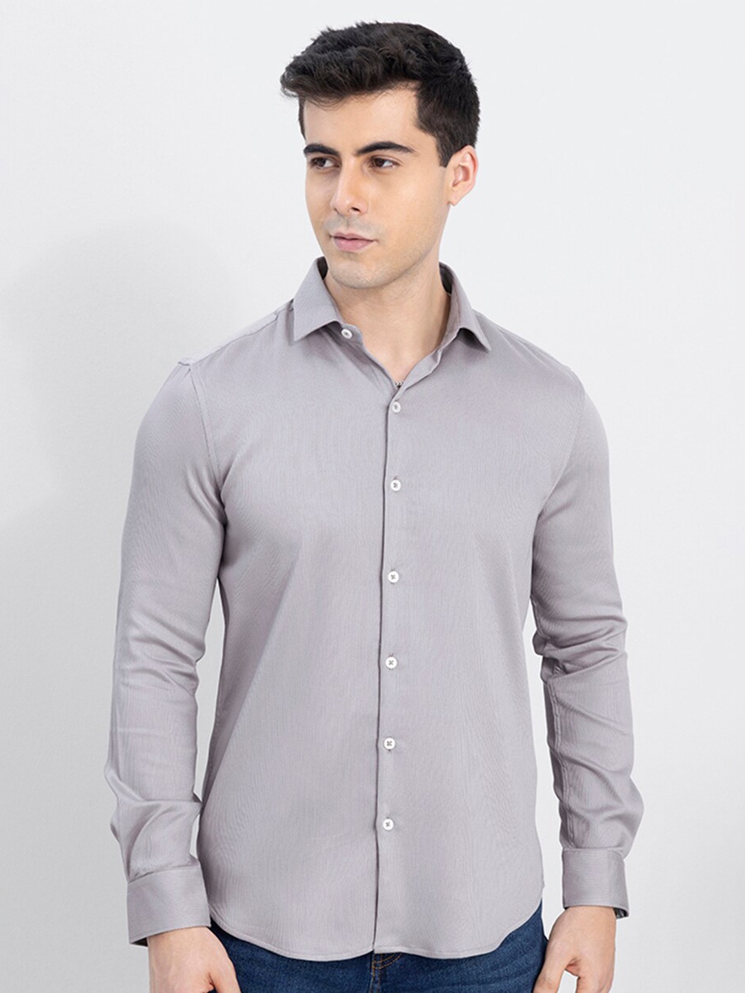 

Snitch Men Grey Slim Fit Casual Shirt
