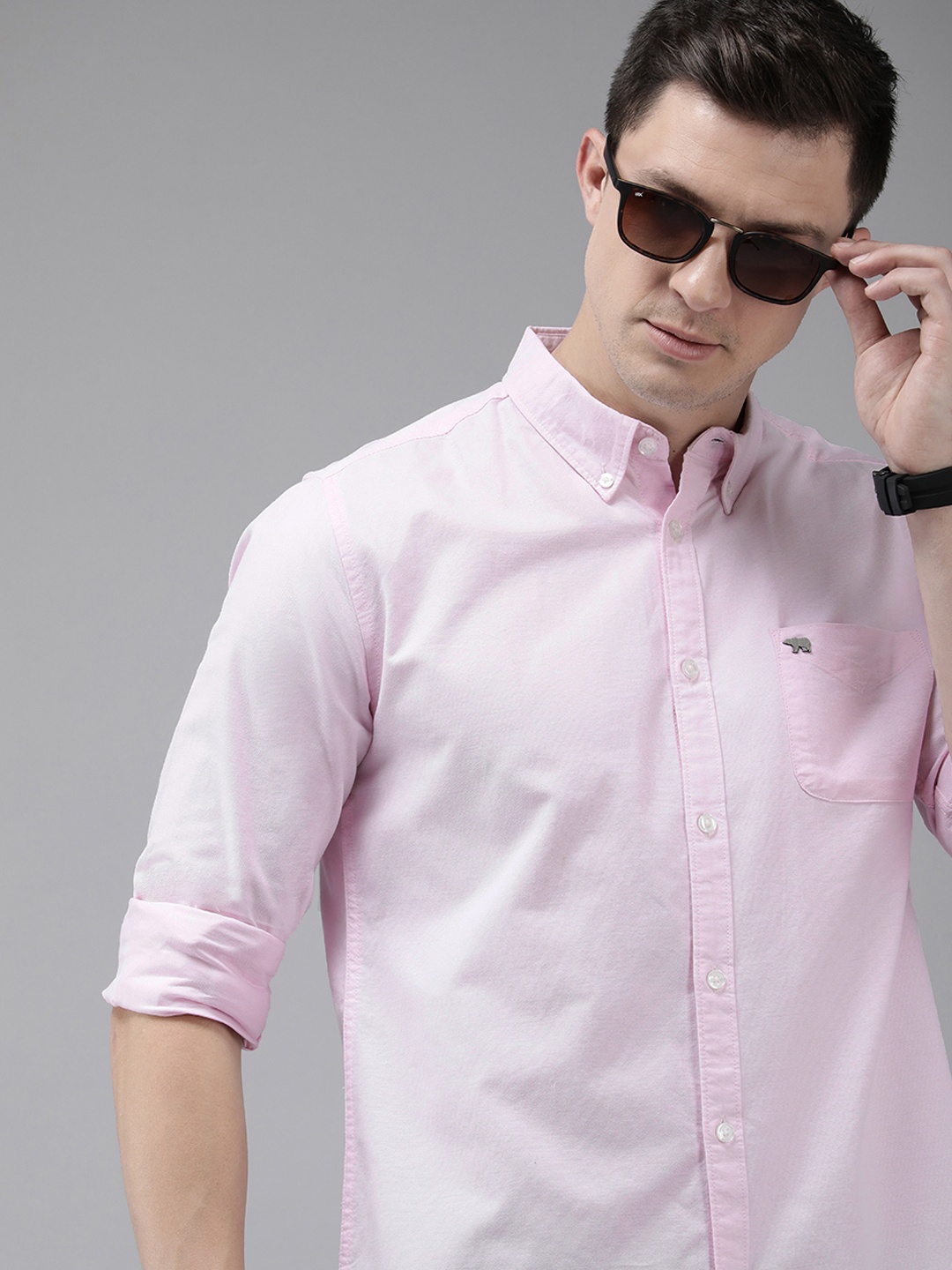 

THE BEAR HOUSE Men Pink Slim Fit Casual Shirt