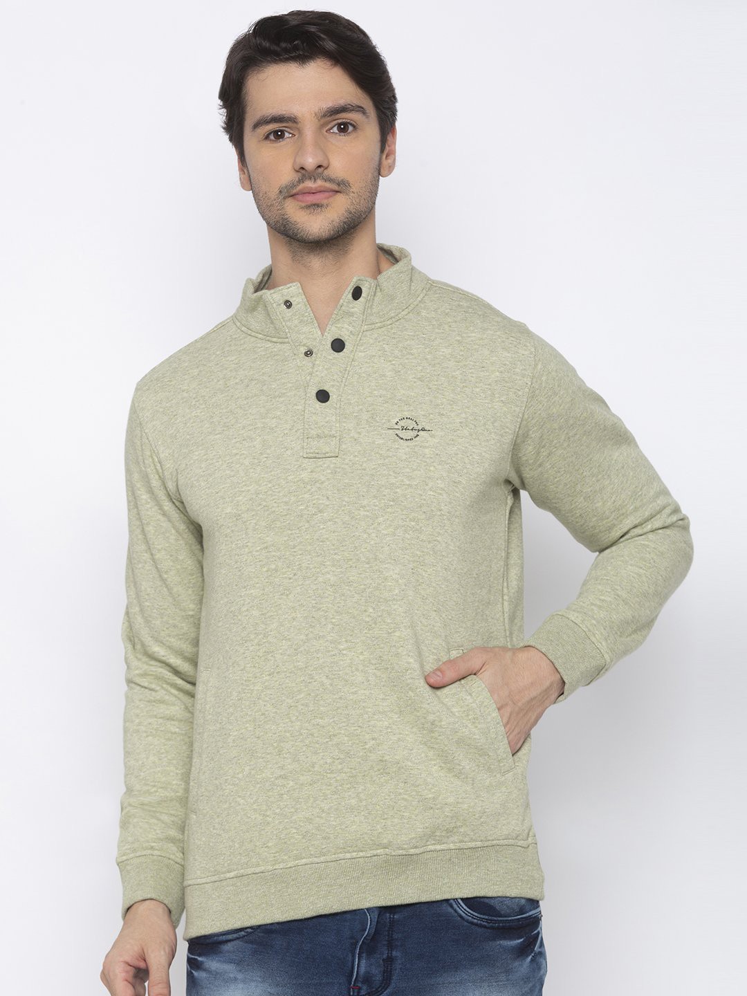 

Status Quo Men Olive Green Cotton Sweatshirt