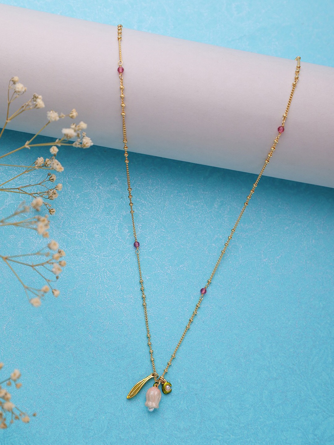 

BrashBug Gold-Plated & Pink Copper Hand Painted Chain