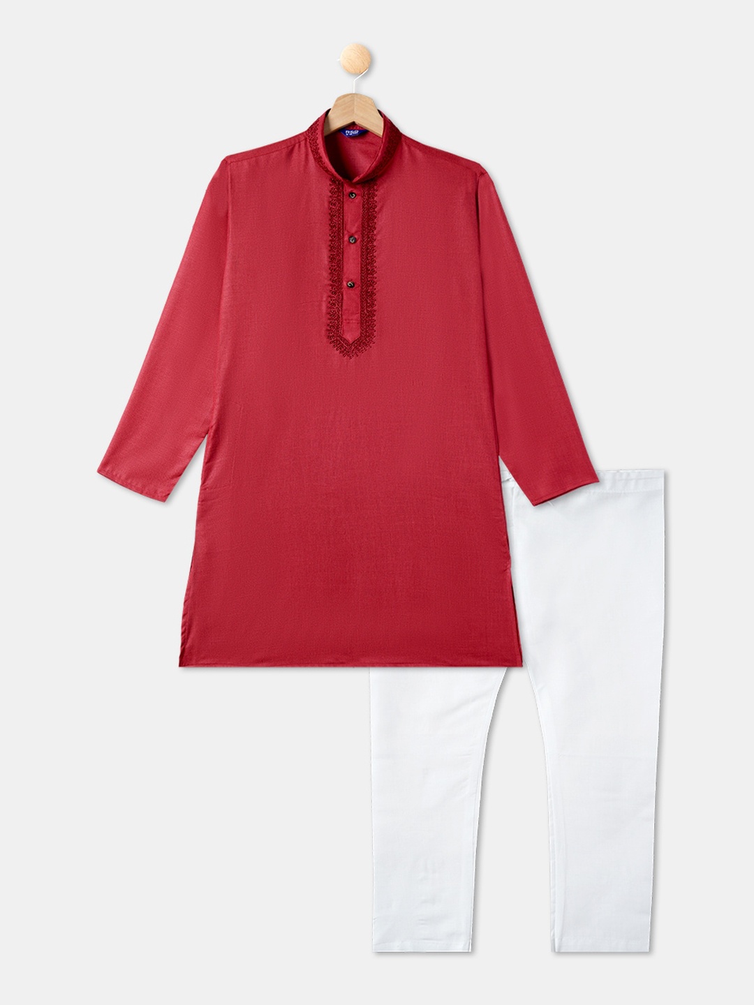 

R&B Boys Maroon Pure Cotton Kurta with Pyjamas