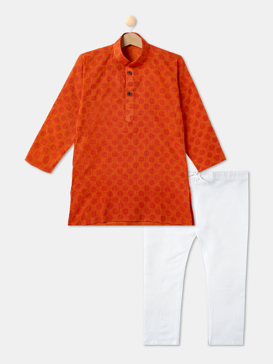 

R&B Boys Orange Pure Cotton Kurta with Pyjamas