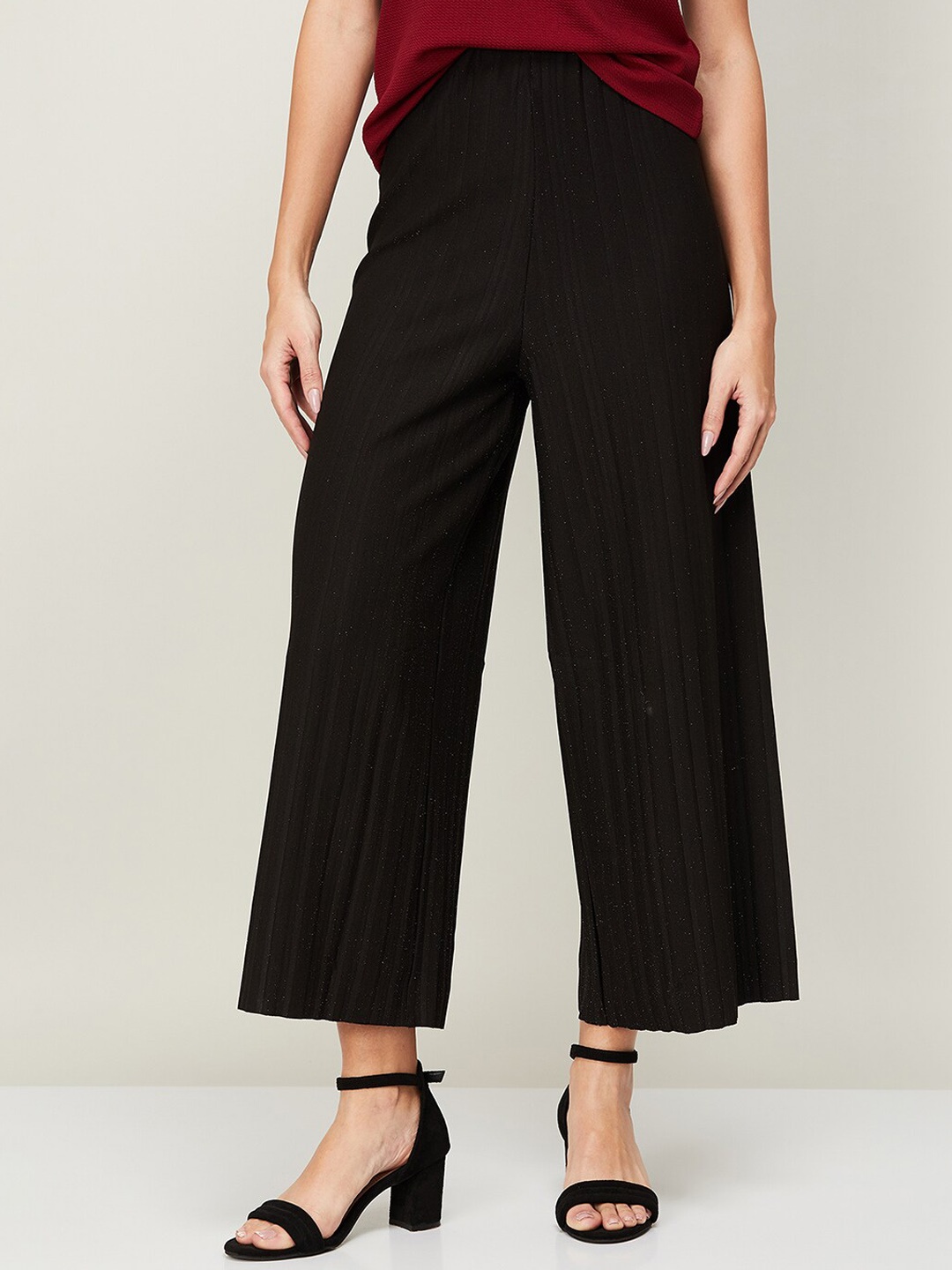 

CODE by Lifestyle Women Black Cotton Parallel Trouser