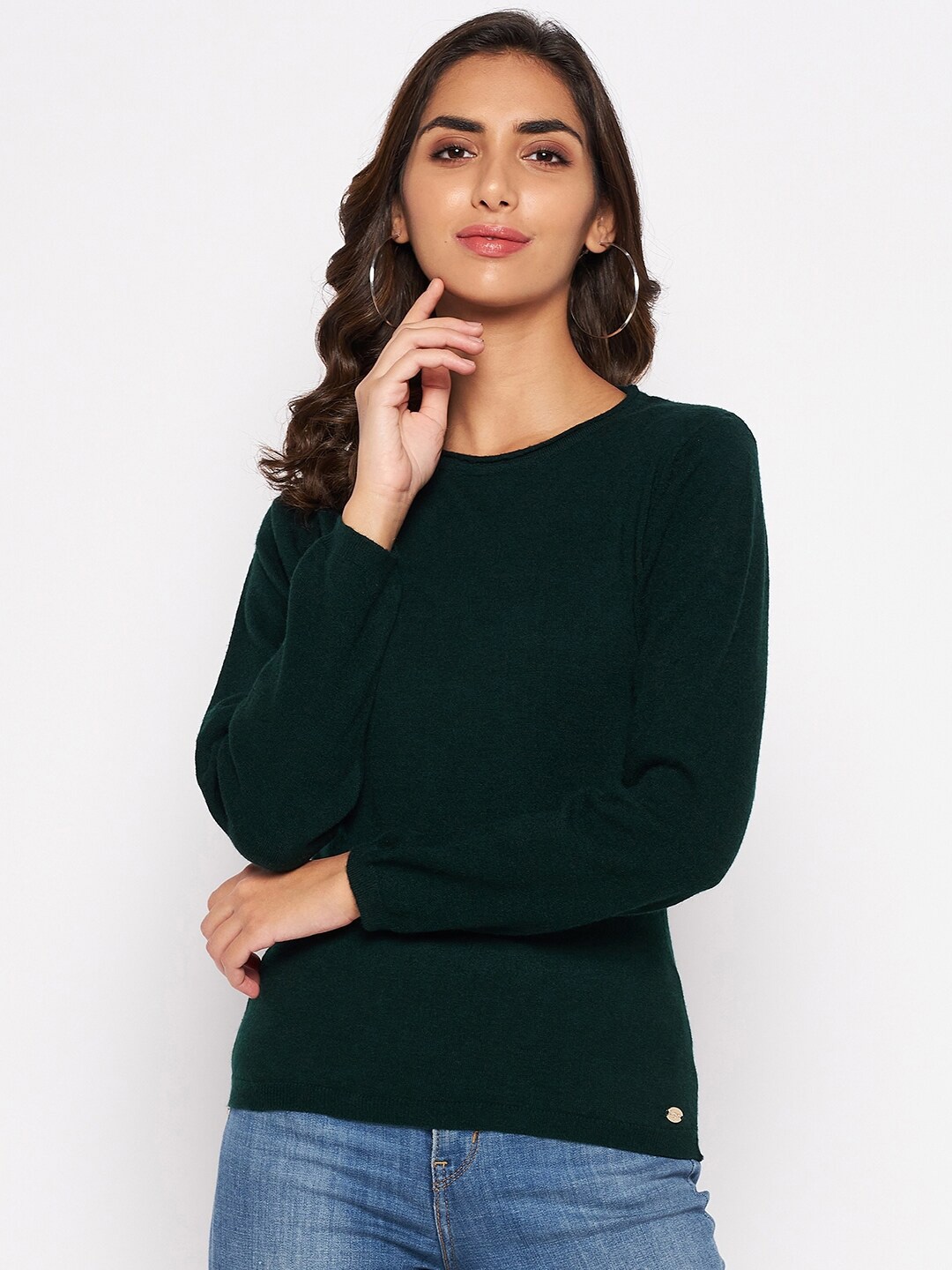 

Crozo By Cantabil Women Wool Green Pullover