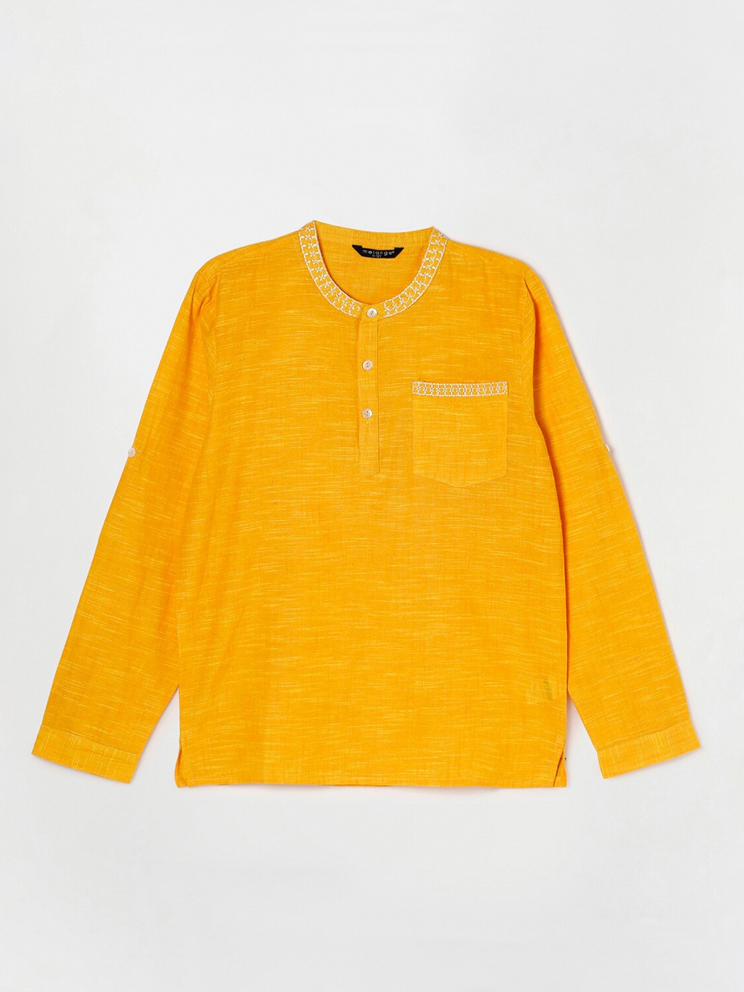 

Melange by Lifestyle Boys Round Neck Pure Cotton Kurta, Yellow