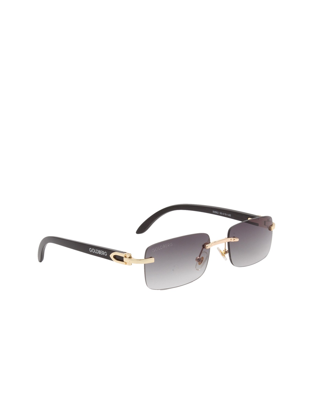 

Gold Berg Grey Lens & Black Rectangle Sunglasses with UV Protected Lens- GB-50862_GLD-GRN