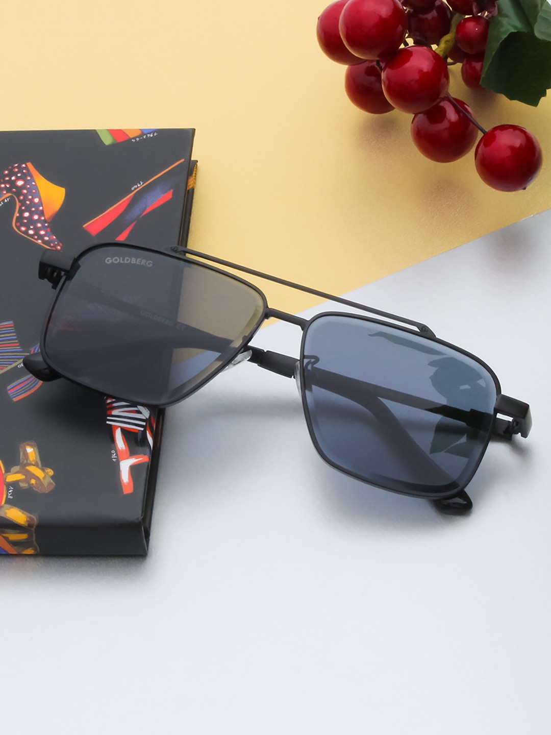 

Gold Berg Black Lens & Square Sunglasses with UV Protected Lens- GB-2267_BLK