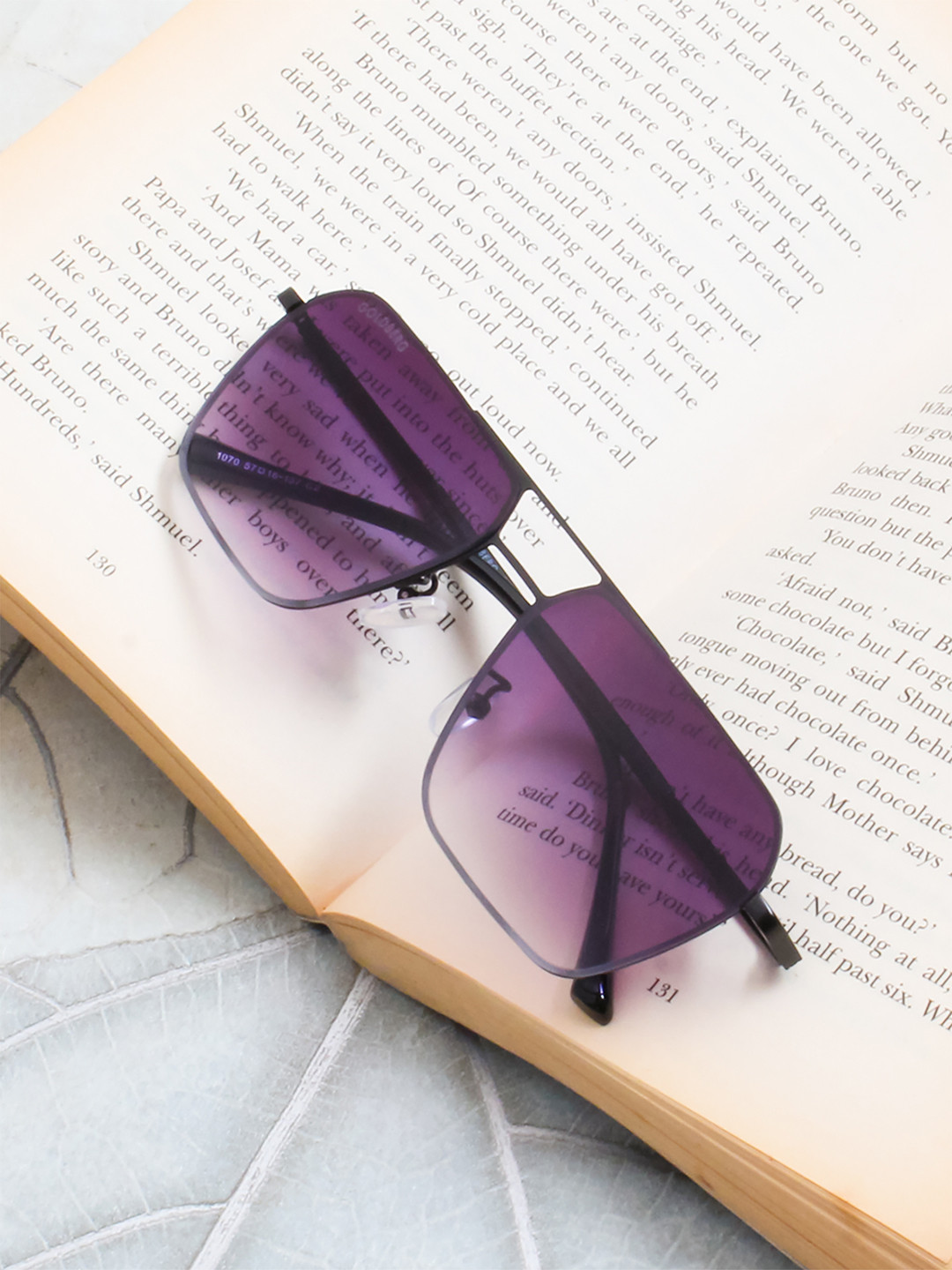 

Gold Berg Purple Lens & Black Square Sunglasses with UV Protected Lens- GB-1070_GRY