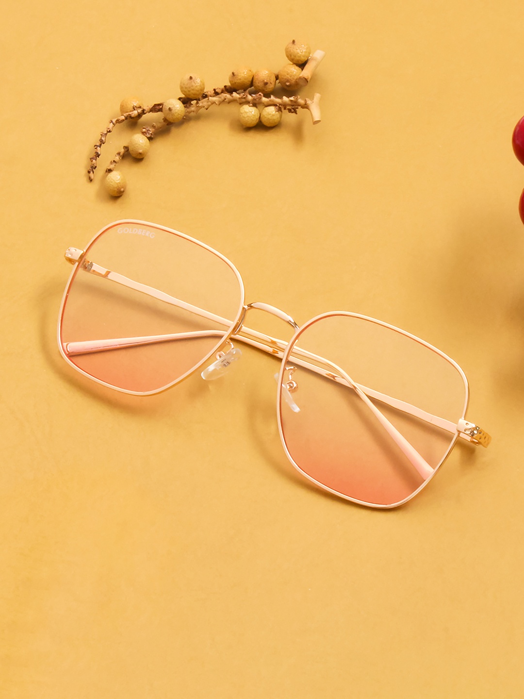 

Gold Berg Pink Lens & Gold-Toned Square Sunglasses with UV Protected Lens GB-9259_PINK