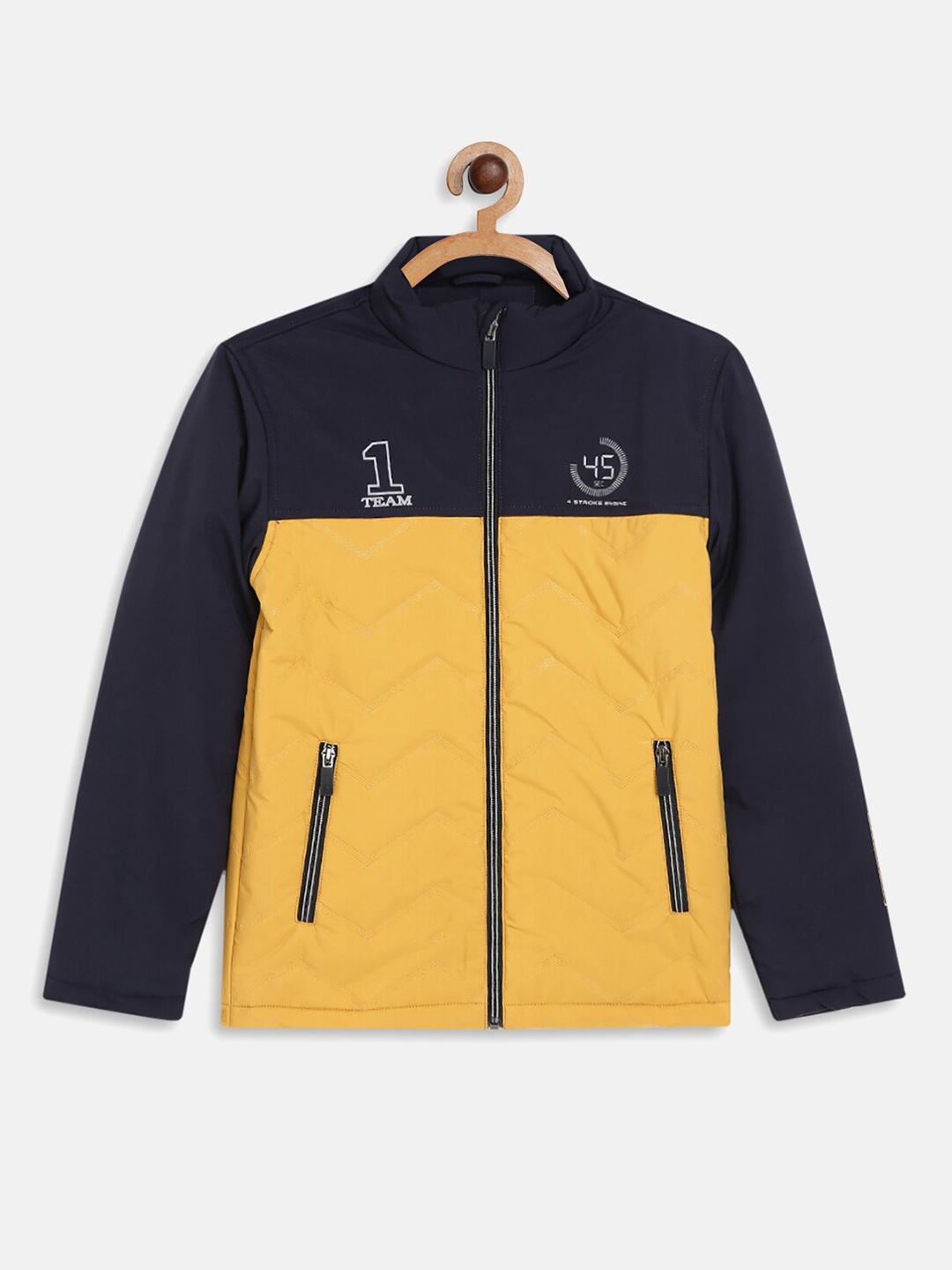 

Octave Boys Mustard Yellow & Blue Colourblocked Padded Jacket