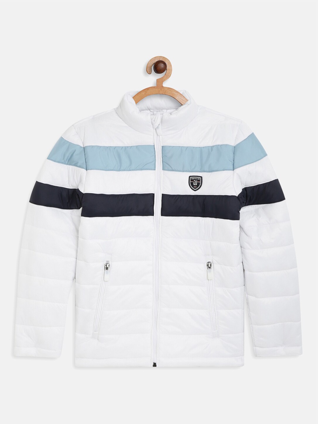 

Octave Boys White & Blue Striped Puffer Jacket