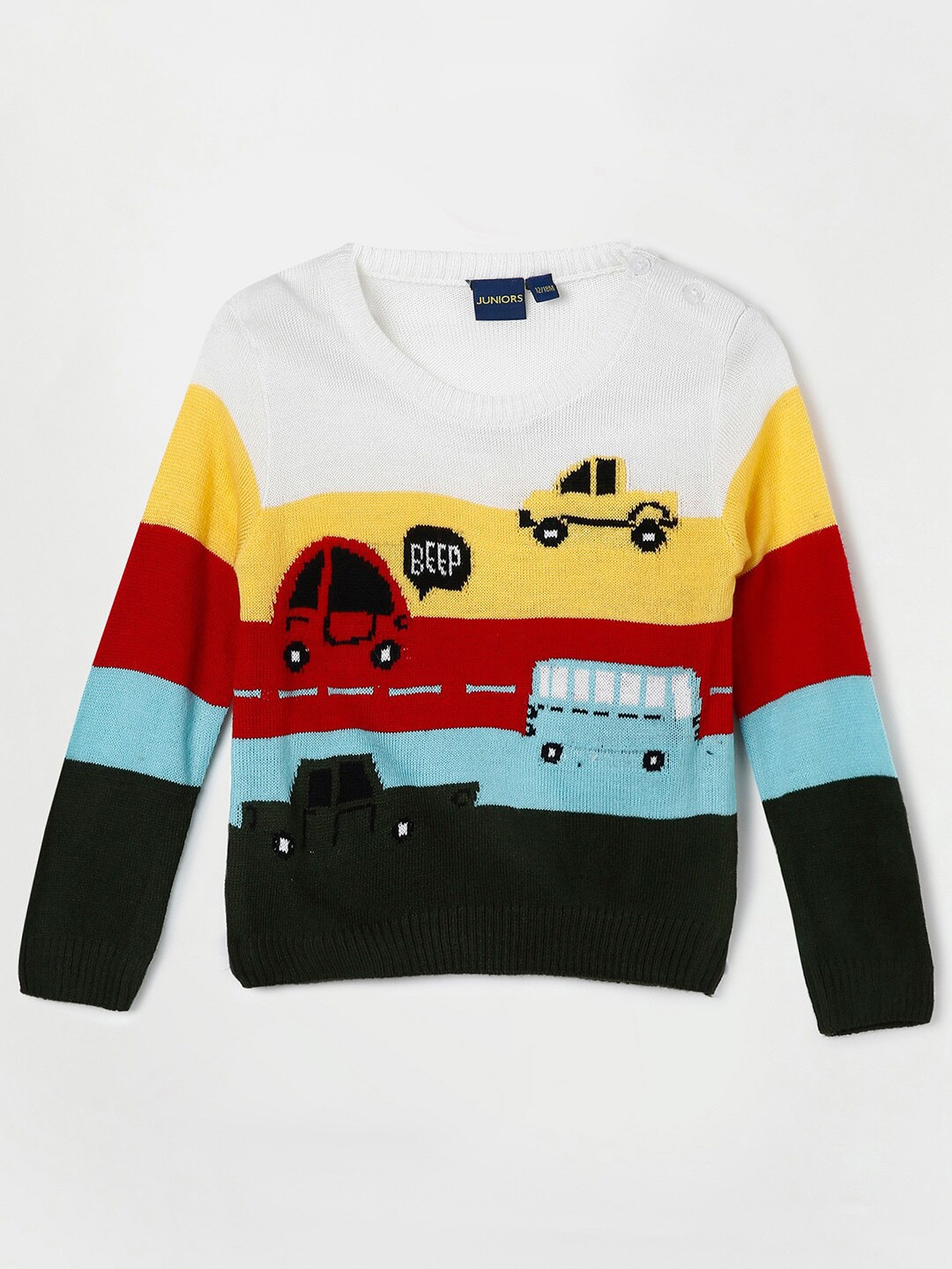 

Juniors by Lifestyle Boys White & Yellow Printed Pullover