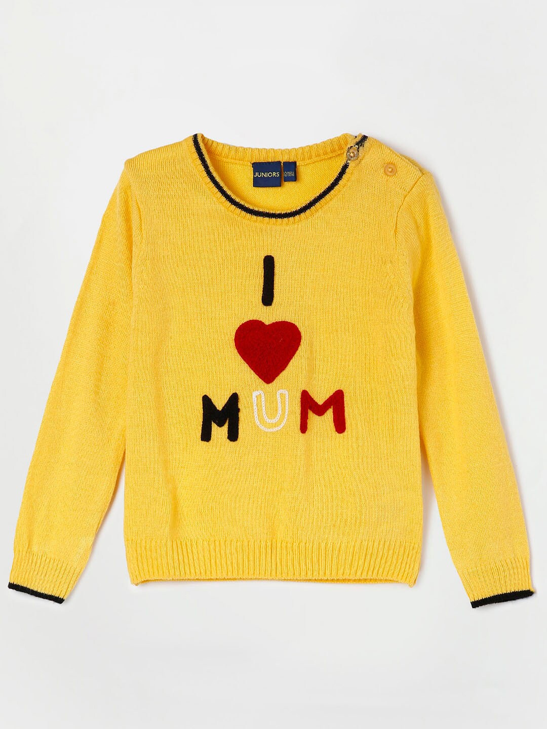 

Juniors by Lifestyle Boys Yellow & Black Typography Pullover with Embroidered