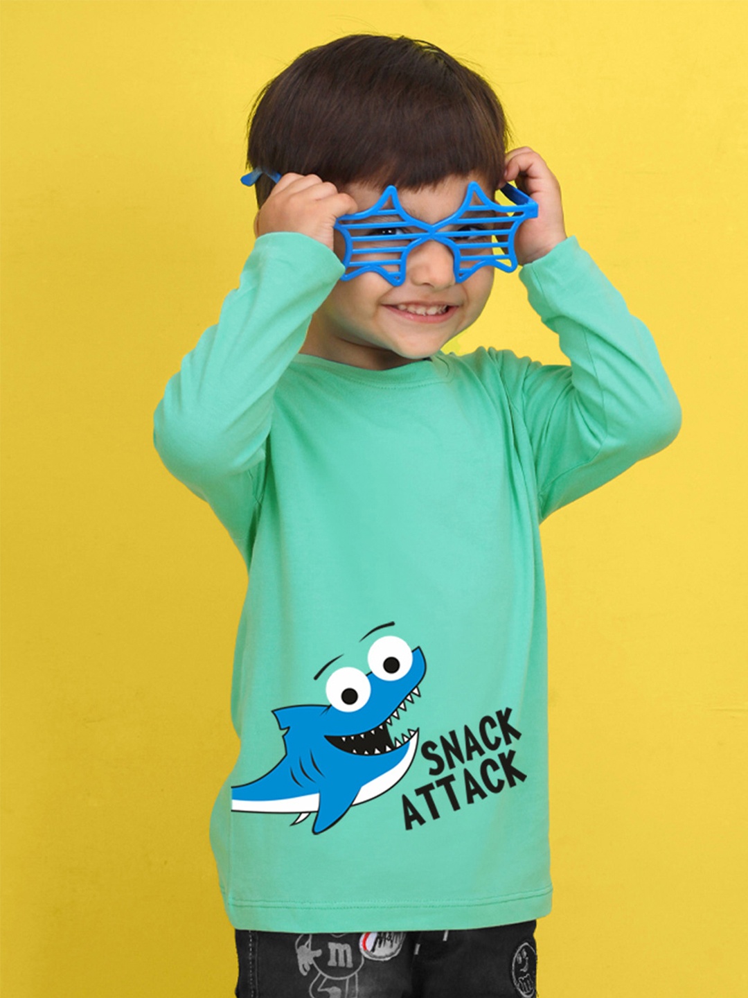 

NUSYL Kids Turquoise Blue Printed Pure Cotton T-shirt