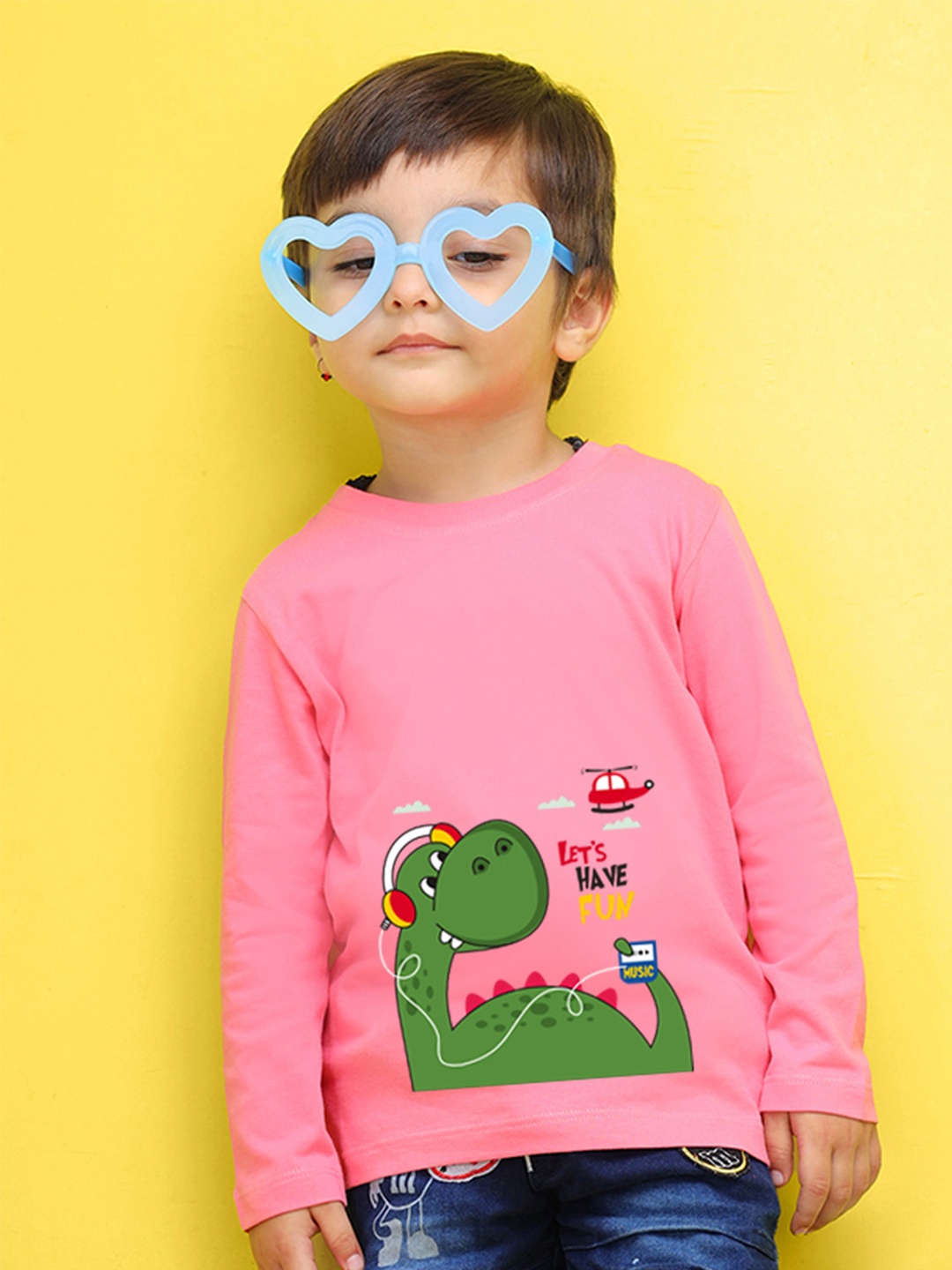 

NUSYL Kids Peach-Coloured Printed Pure Cotton T-shirt