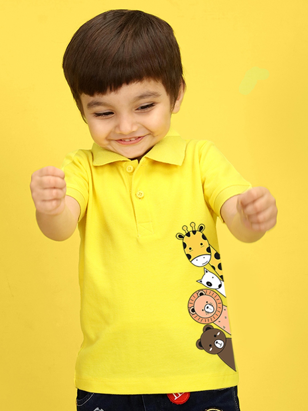 

NUSYL Kids Peach-Coloured Printed Pure Cotton T-shirt