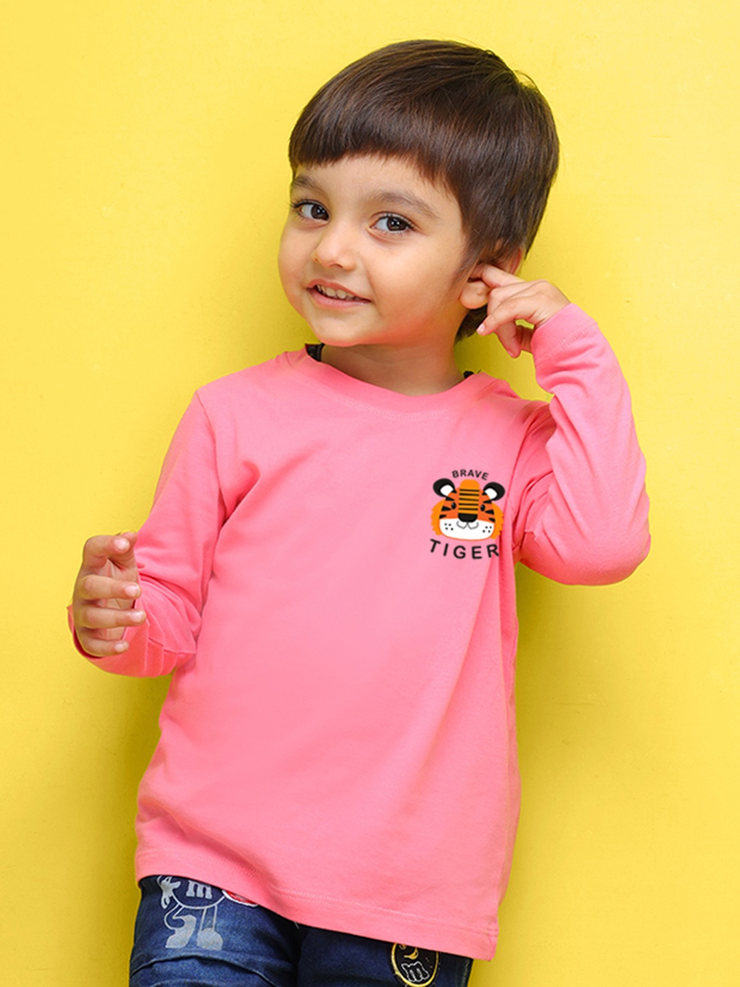 

NUSYL Kids Pink Printed Pure Cotton T-shirt