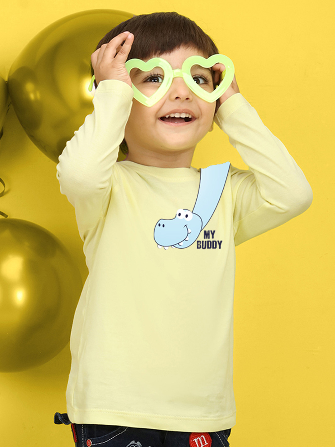 

NUSYL Kids Turquoise Blue Printed Pure Cotton T-shirt