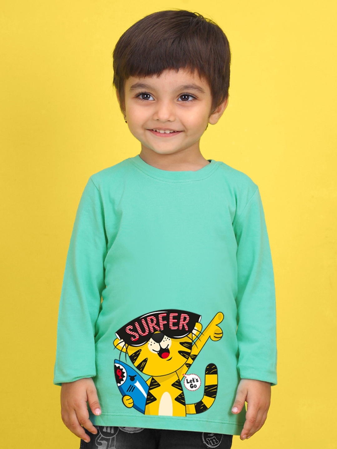 

NUSYL Kids Turquoise Blue Typography Printed Pure Cotton T-shirt