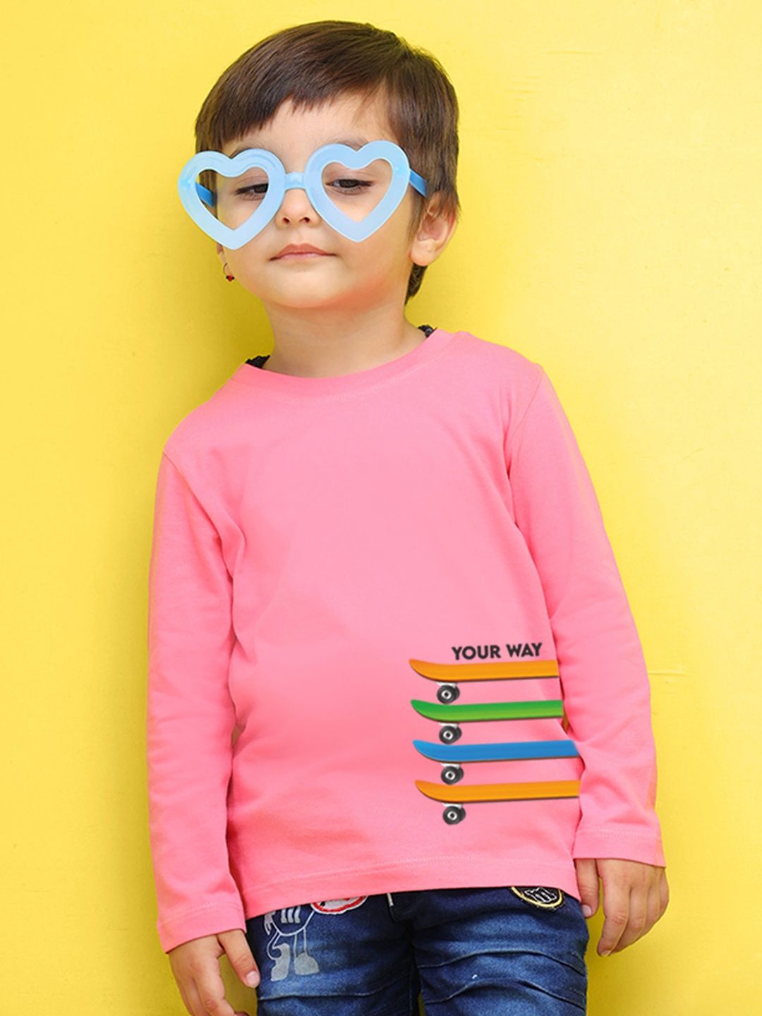 

NUSYL Kids Turquoise Blue Printed Pure Cotton T-shirt
