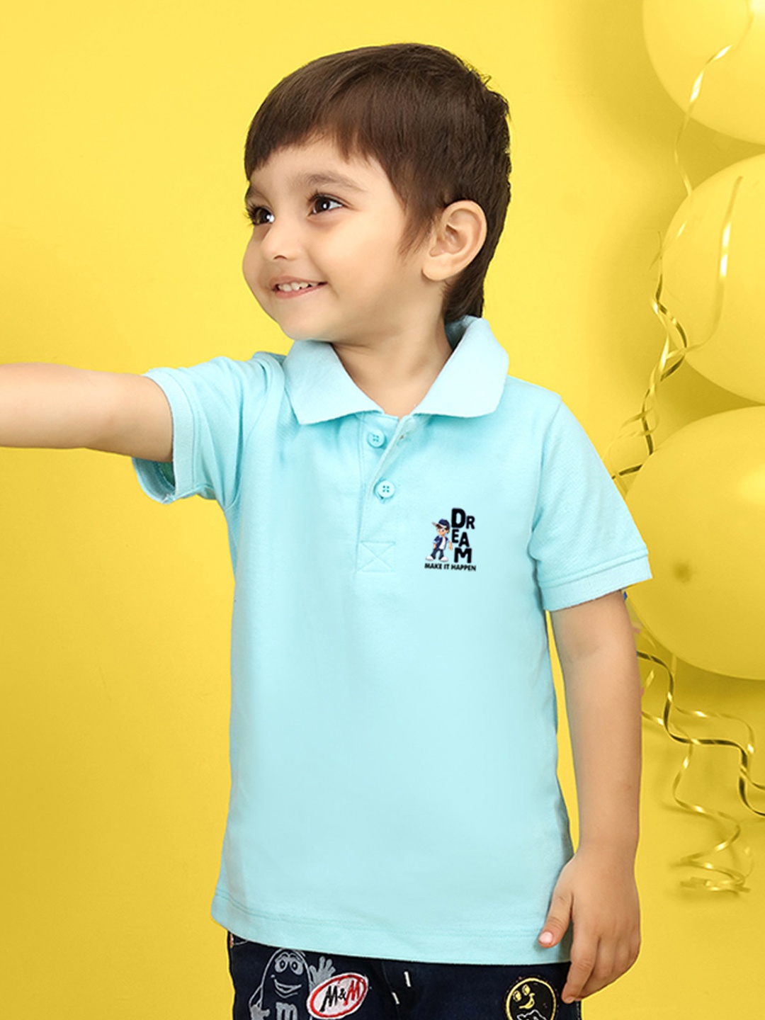 

NUSYL Kids Yellow Typography Printed Pure Cotton T-shirt