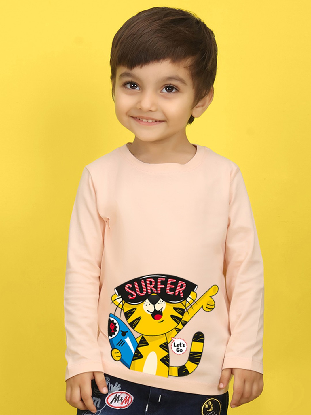

NUSYL Kids Yellow Printed Pure Cotton T-shirt