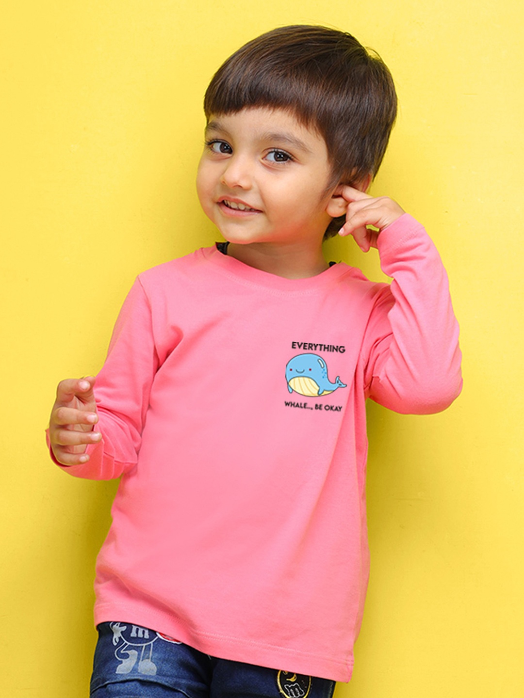 

NUSYL Kids Yellow Printed Pure Cotton T-shirt