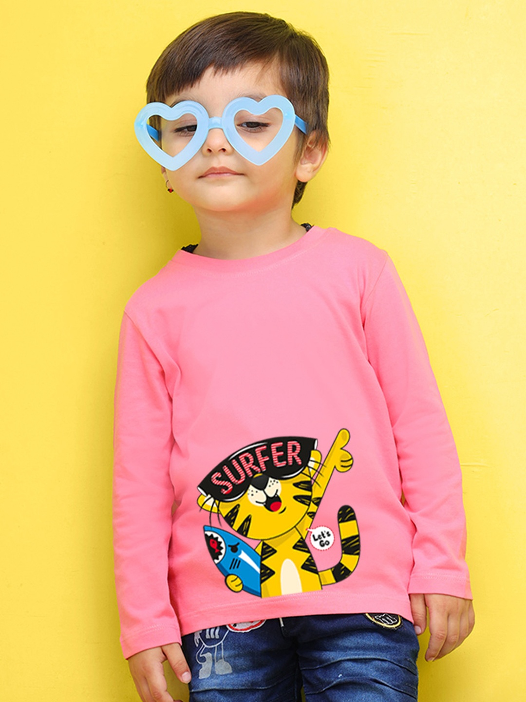 

NUSYL Kids Yellow Typography Printed Pure Cotton T-shirt