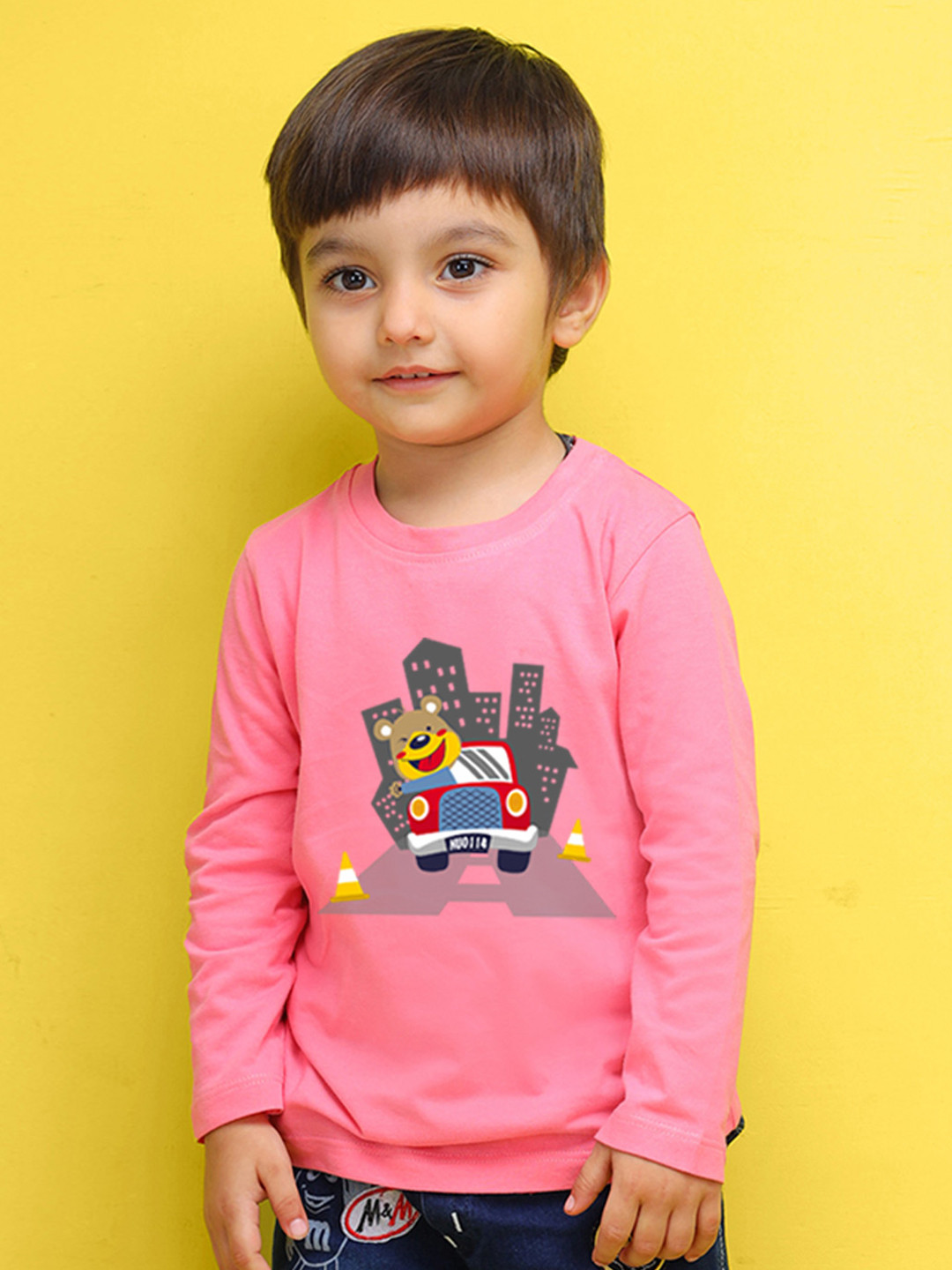 

NUSYL Kids Yellow Printed Pure Cotton T-shirt