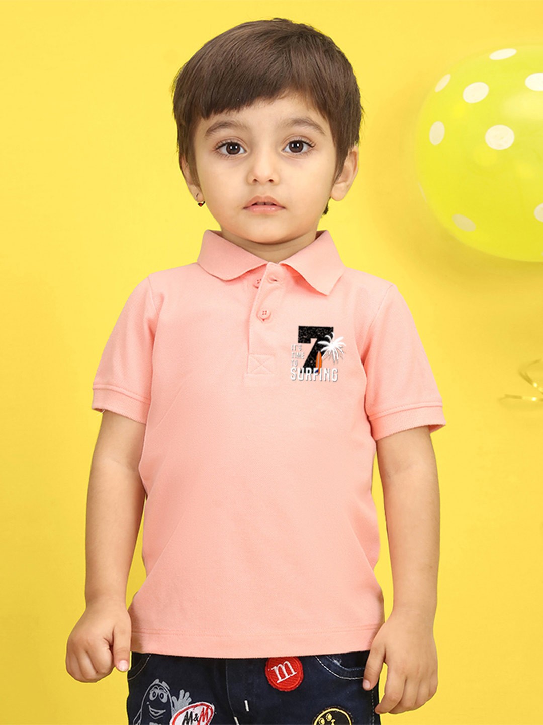 

NUSYL Kids Yellow Printed Pure Cotton T-shirt