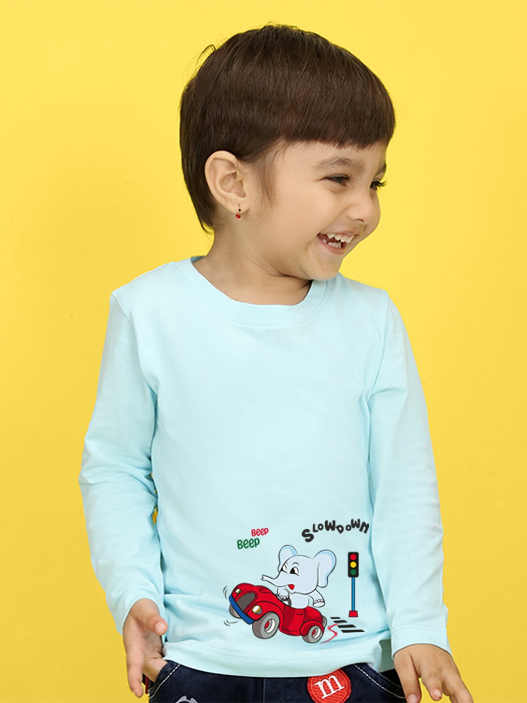 

NUSYL Kids Yellow Printed Pure Cotton T-shirt
