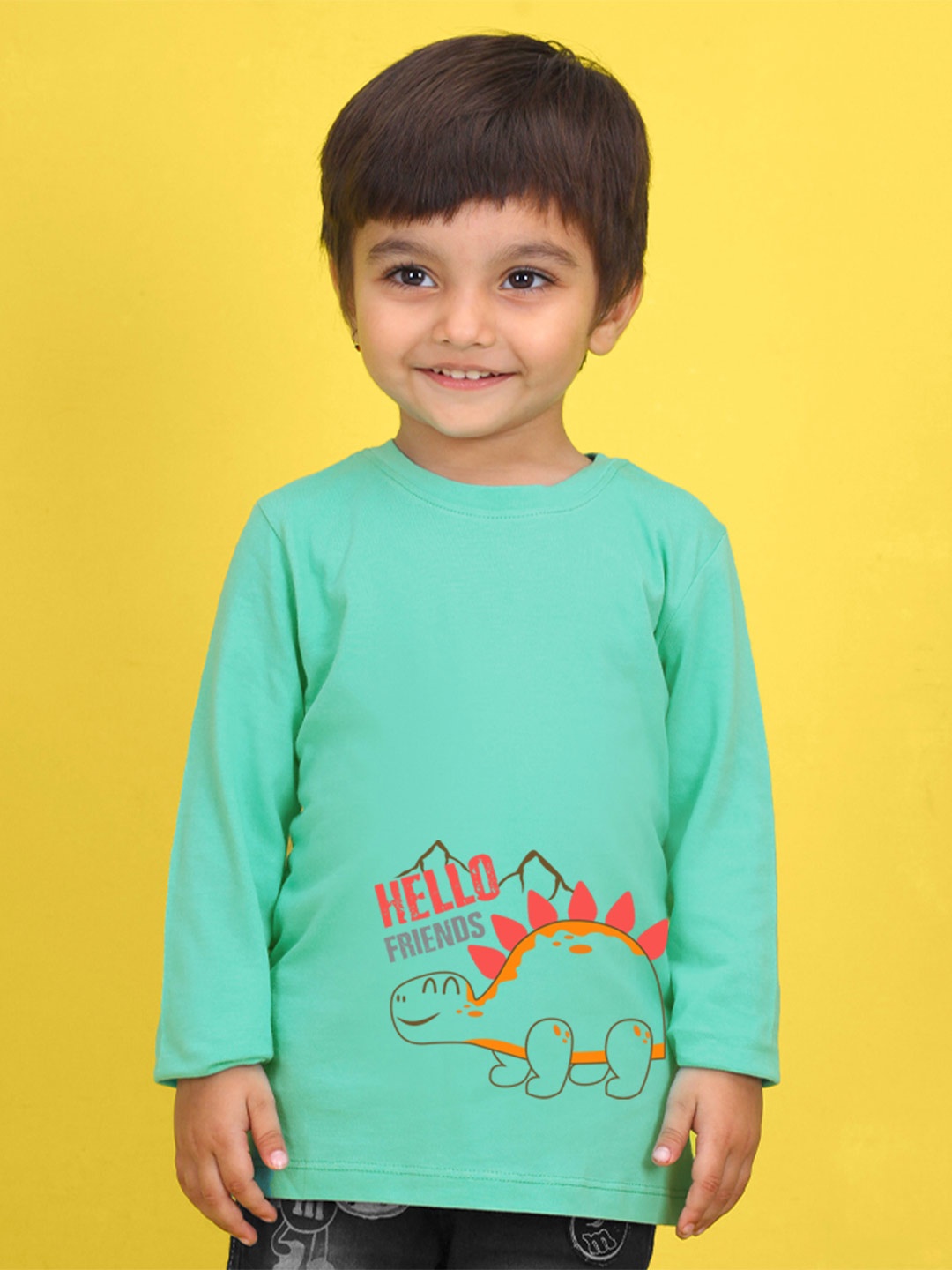 

NUSYL Kids Yellow Printed Pure Cotton T-shirt