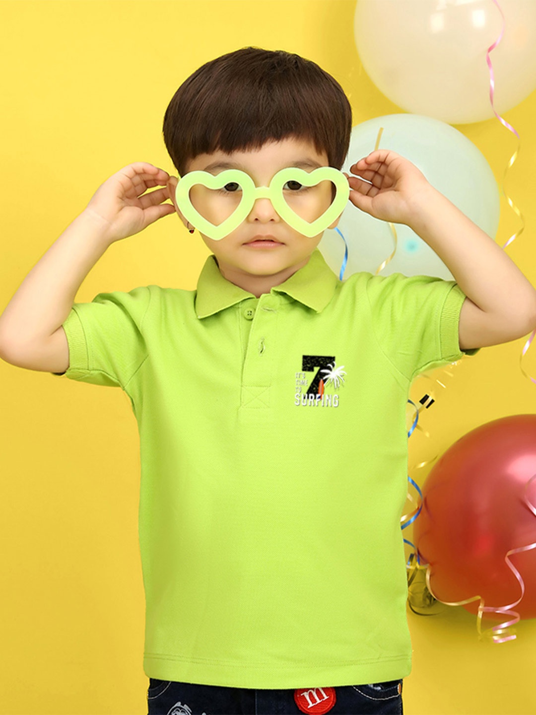 

NUSYL Kids Green Printed Pure Cotton T-shirt