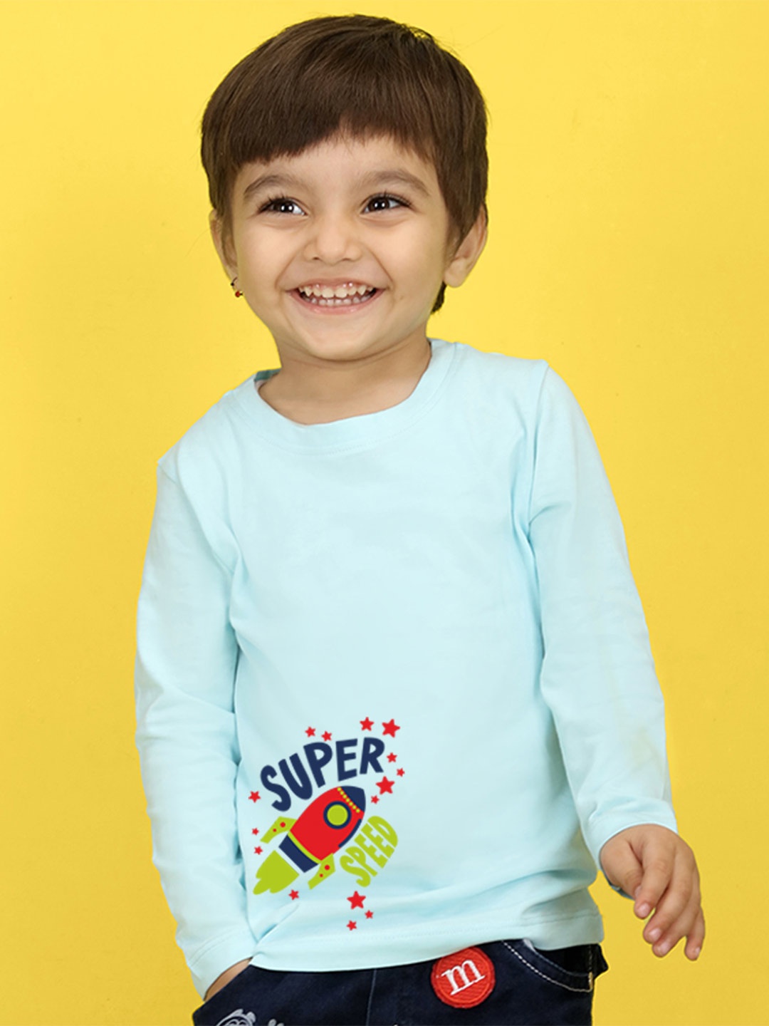 

NUSYL Kids Blue Printed Pure Cotton T-shirt