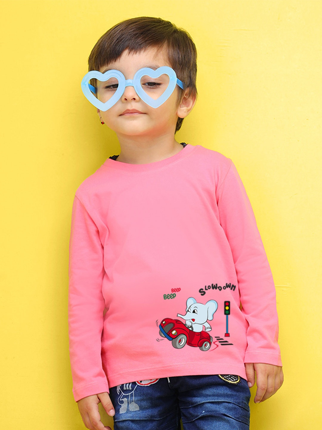 

NUSYL Kids Peach-Coloured Typography Printed Pure Cotton T-shirt
